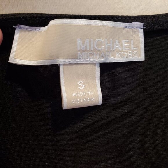 MICHAEL KORS SZ S Little Black Dress Draping Cocktail Midi Sleeveless Stretch - Picture 6 of 9